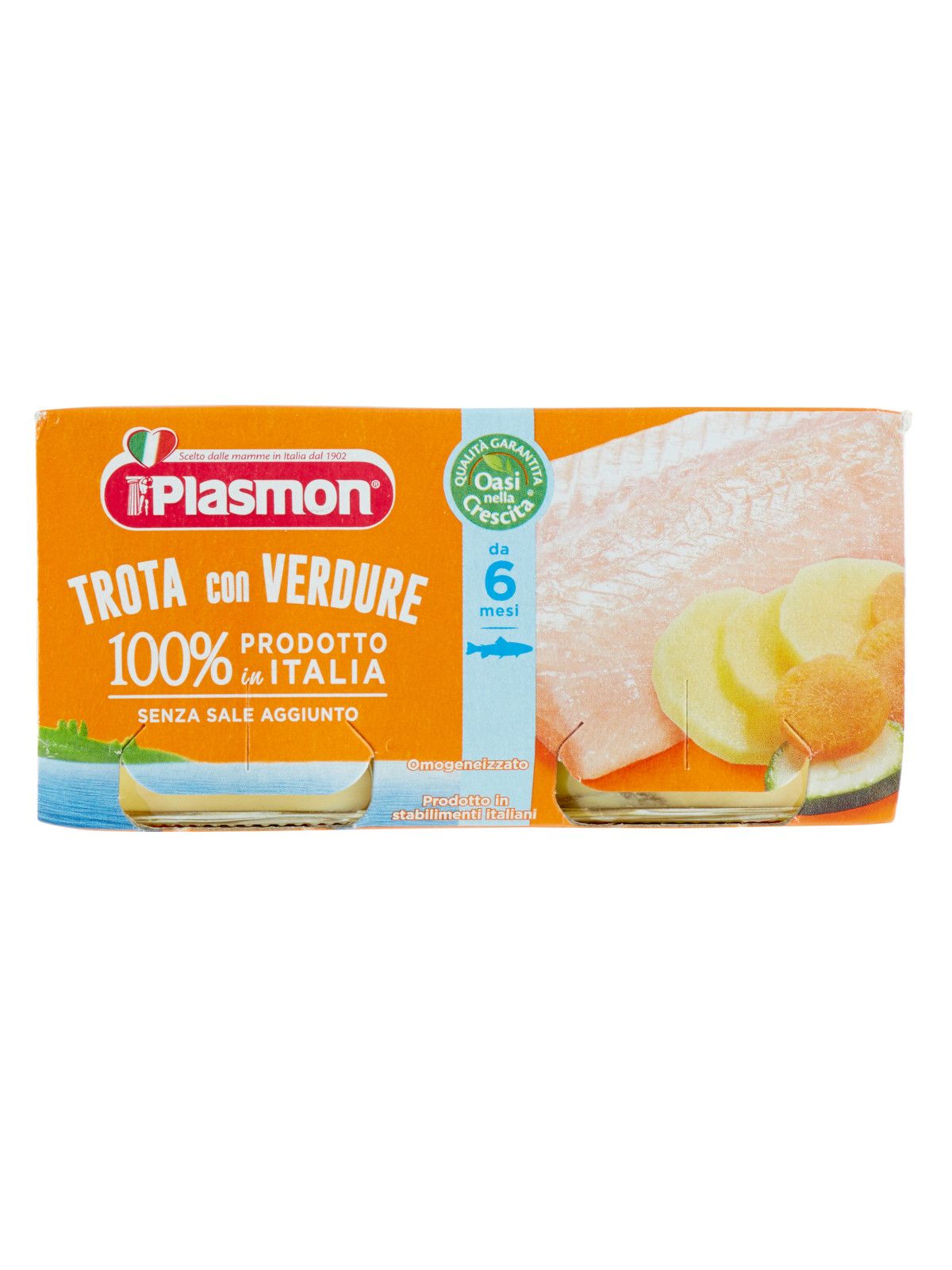 Plasmon - omogeneizzato trota - verdure - 2x80g - Plasmon