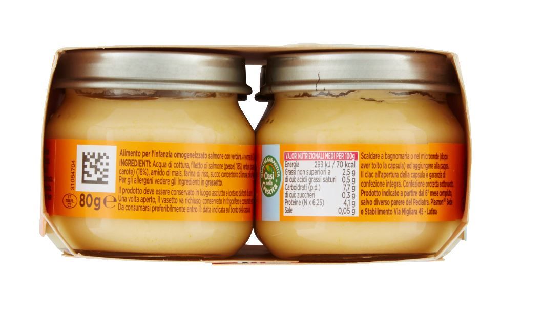 Plasmon - omogeneizzato salmone - 4x80g - Plasmon