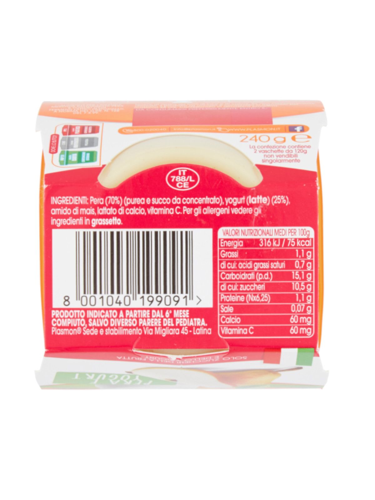 Plasmon - sapori di natura pera - yogurt- 2x120g - Plasmon