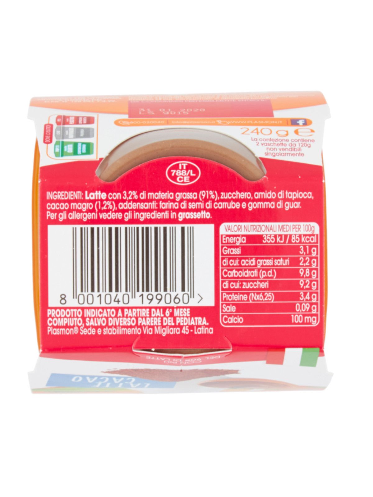 Plasmon - merenda latte cacao - 2x120g - Plasmon