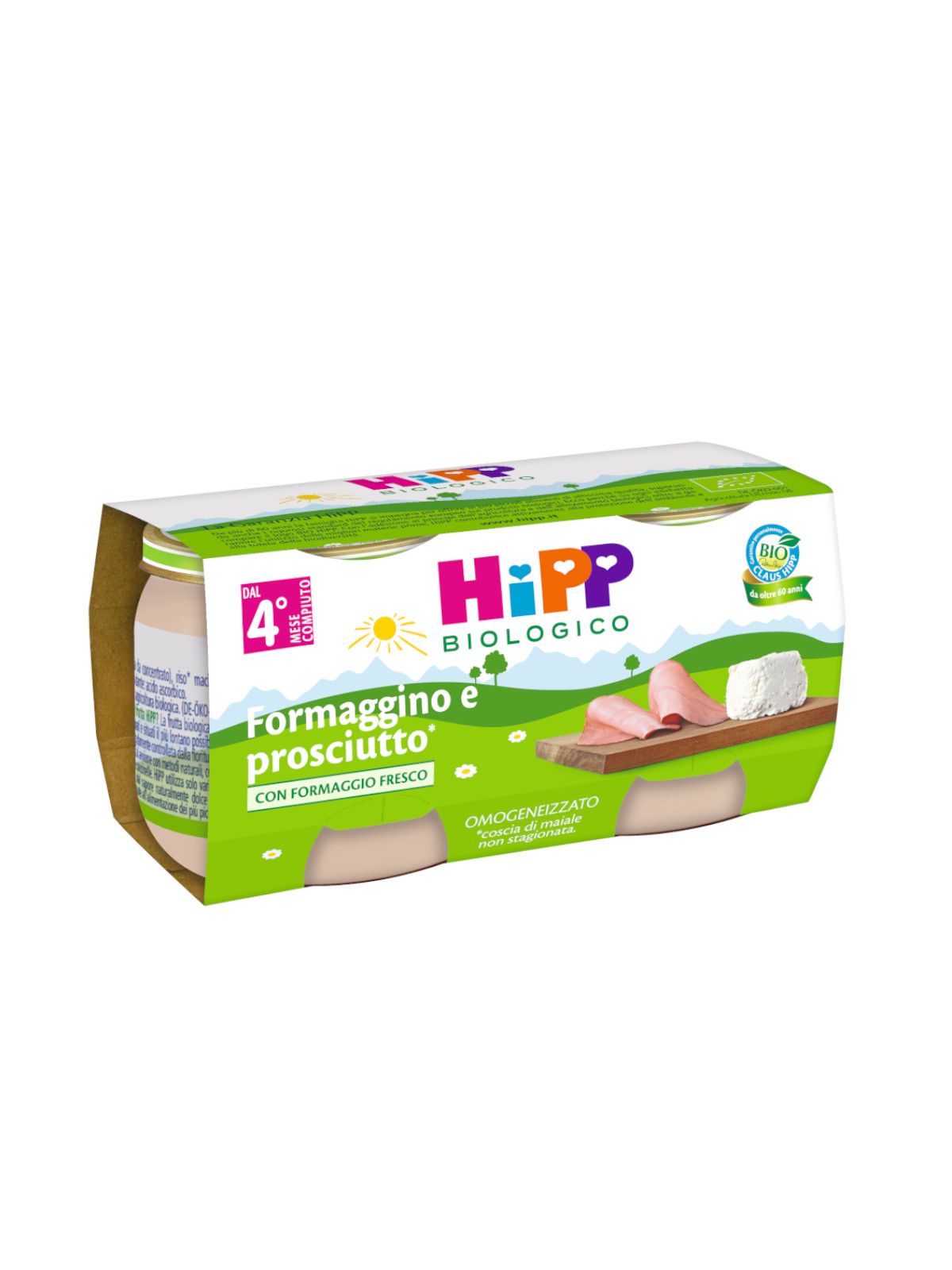 Hipp - omogeneizzato formaggino e prosciutto 2x80g - Hipp