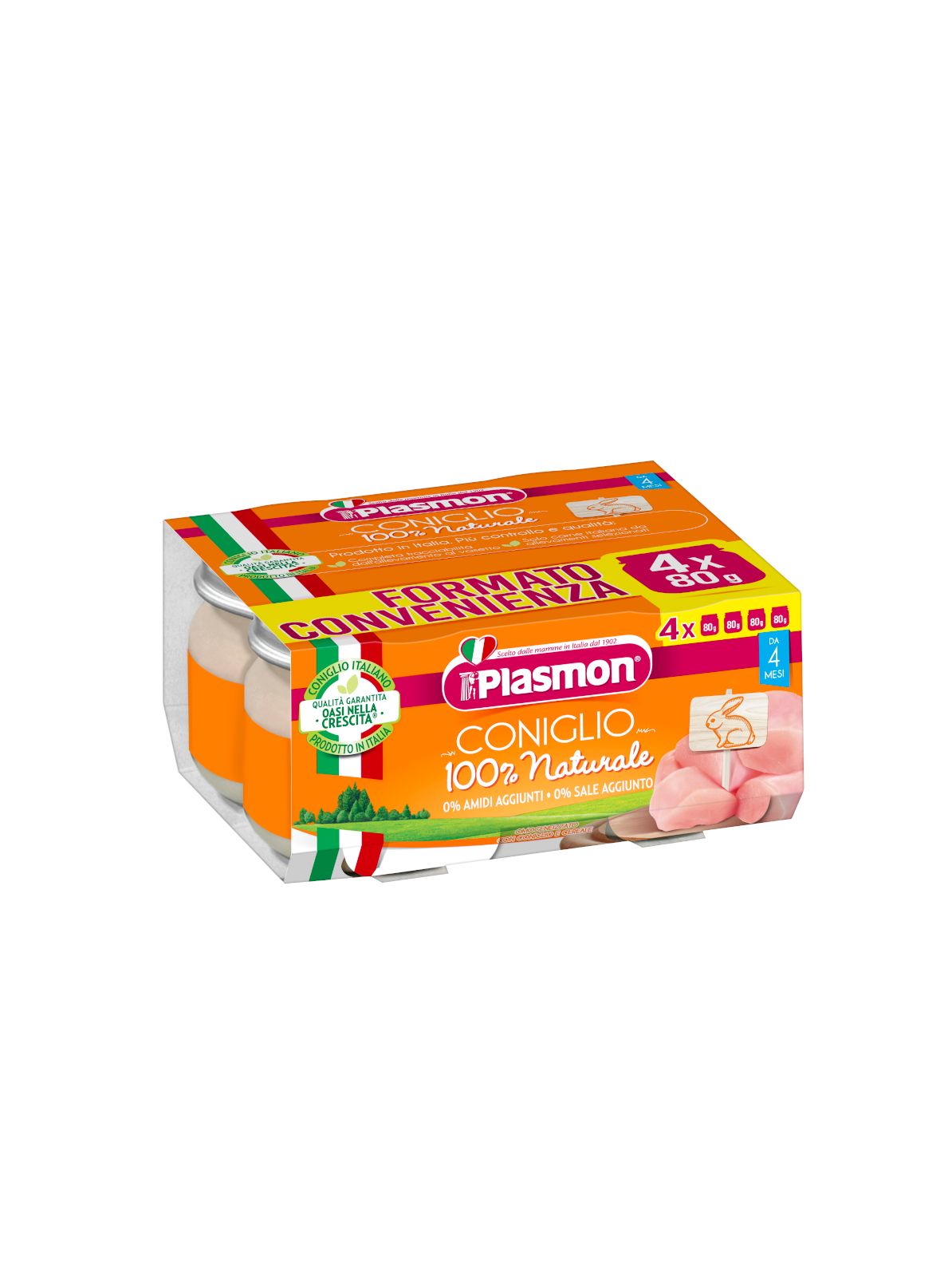 Plasmon - omogeneizzato coniglio - 4x80g - Plasmon
