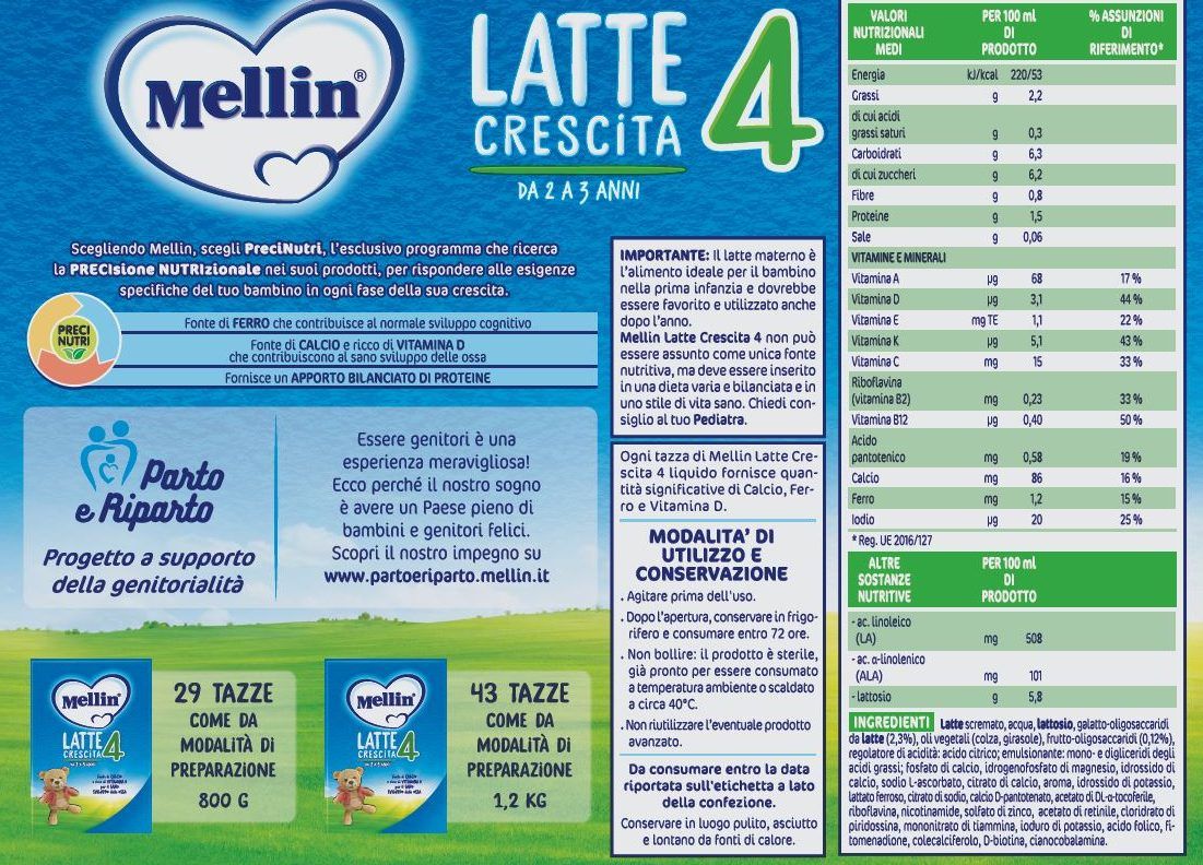Mellin mellin crescita 4 6x1000 ml - Mellin