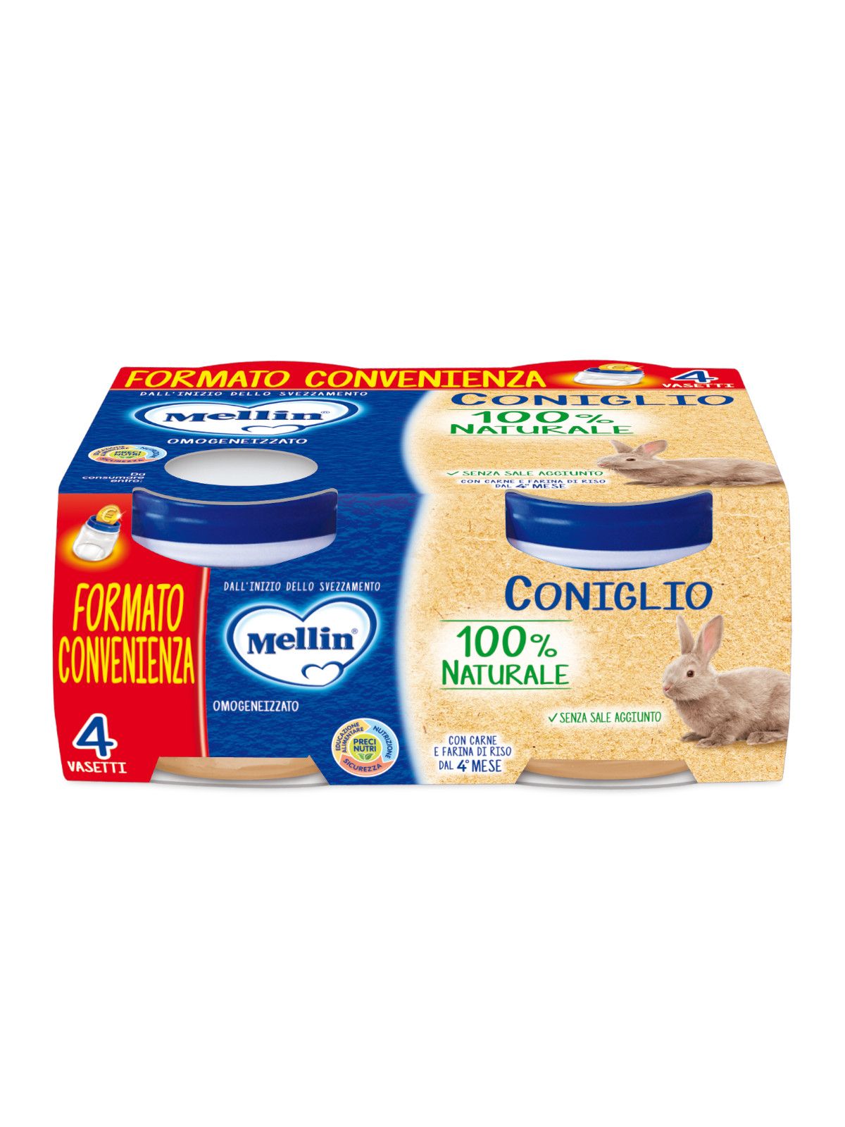 Mellin omogeneizzato coniglio 4x80 gr - Mellin
