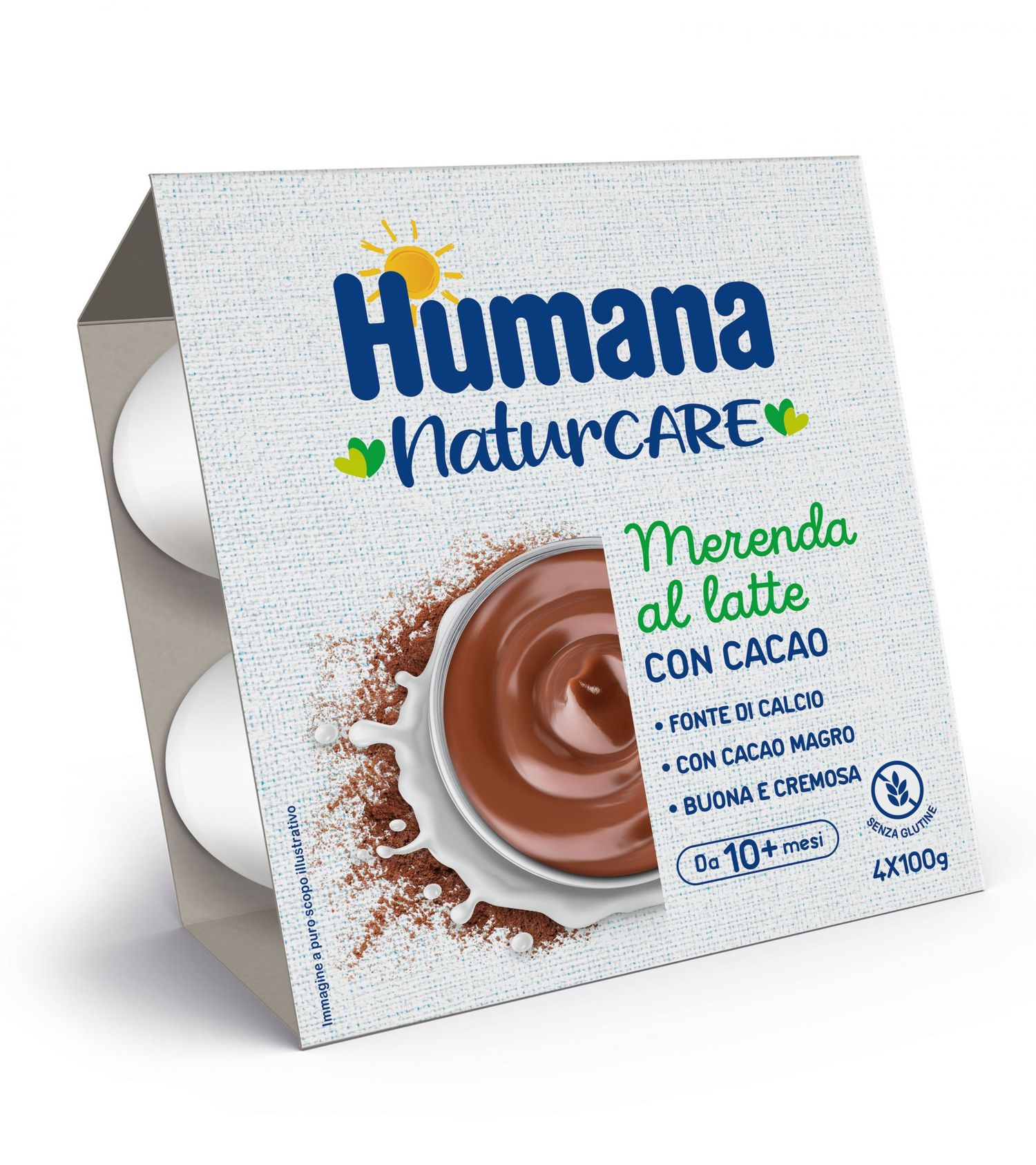 Humana merenda al latte cacao 4x100 gr - Humana