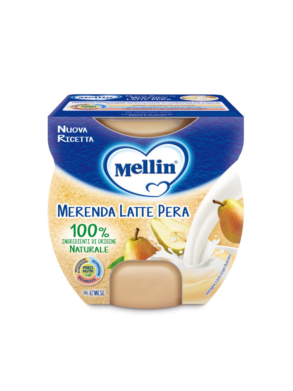 Mellin - merenda latte pera 2x100 gr - Mellin