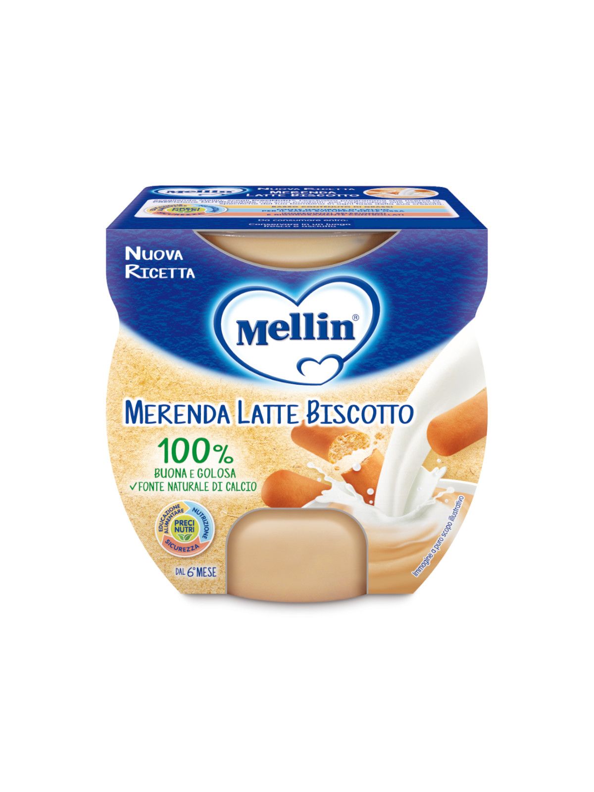 Mellin merenda latte biscotto 2x100 gr - Mellin