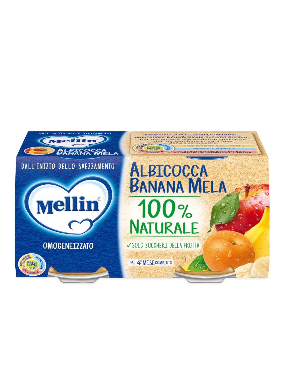 Mellin omogeneizzato albicocca banana mela 2x100 gr - Mellin