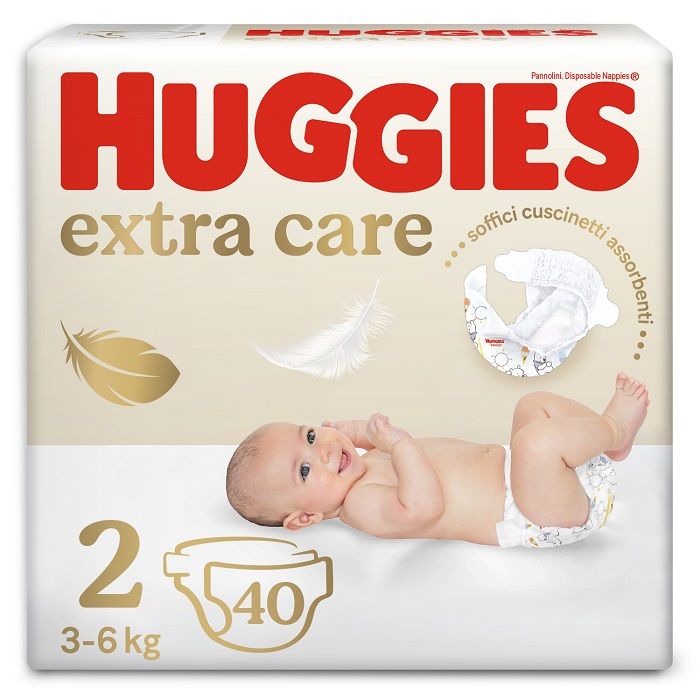 Huggies extra care bebè – pannolini taglia 2 (3-6 kg) – confezione da 40 pz - Huggies