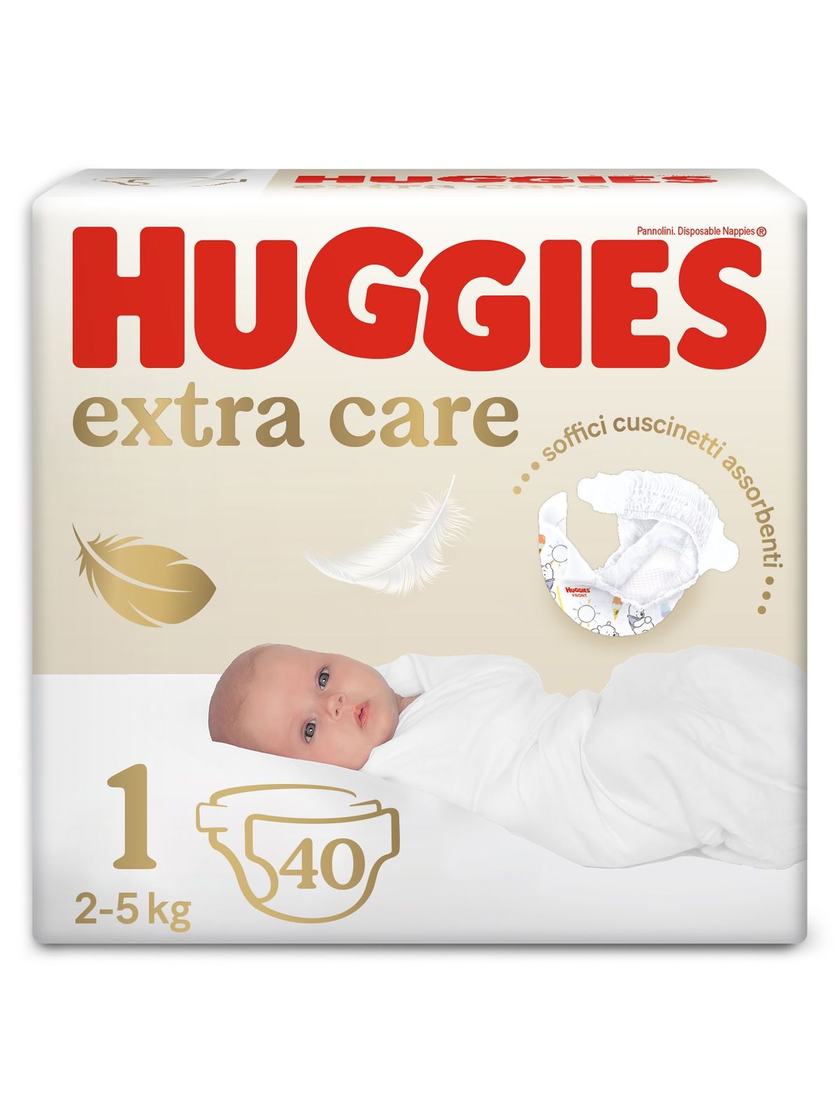 Huggies extra care bebè – pannolini taglia 1 (2-5 kg) – confezione da 40 pz - Huggies