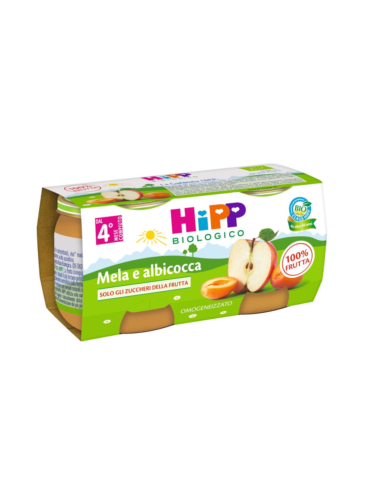 Omogeneizzato albicocca e mela 100% 2x80g - Hipp