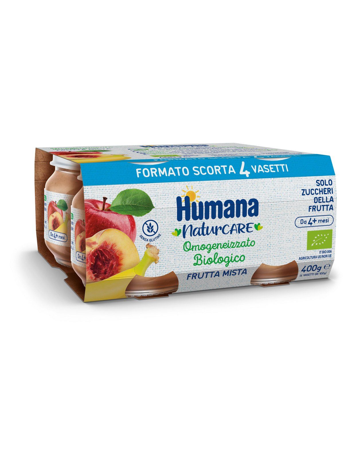 Humana omogeneizzato biologico frutta mista 4x100gr - Humana