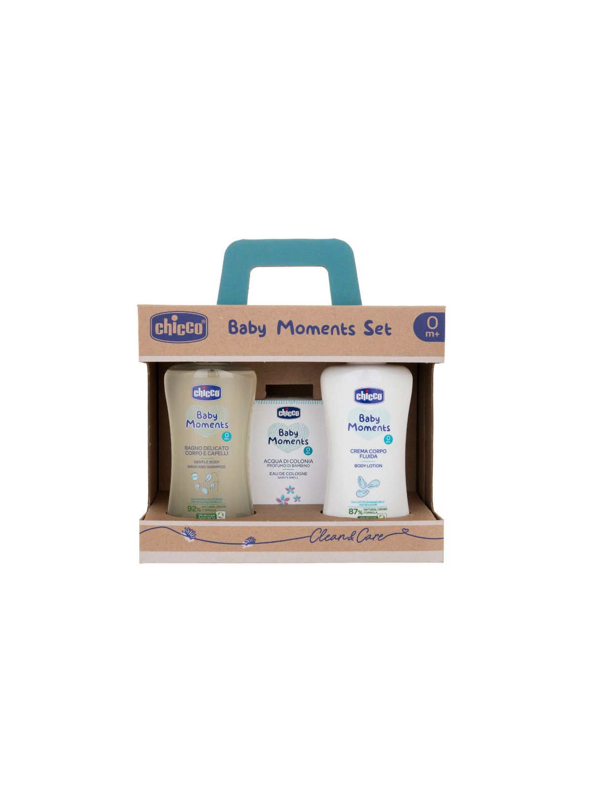 Baby moments set 3 bagno corpo/capelli, crema corpo e colonia - Chicco