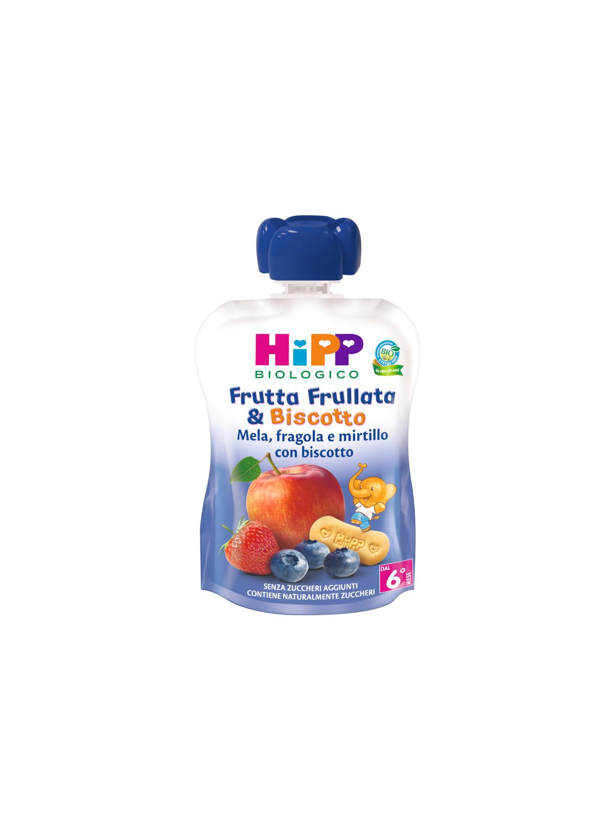 Hipp - frutta frullata &amp; biscotto - mela, fragola e mirtillo con biscotto 90gr - Hipp