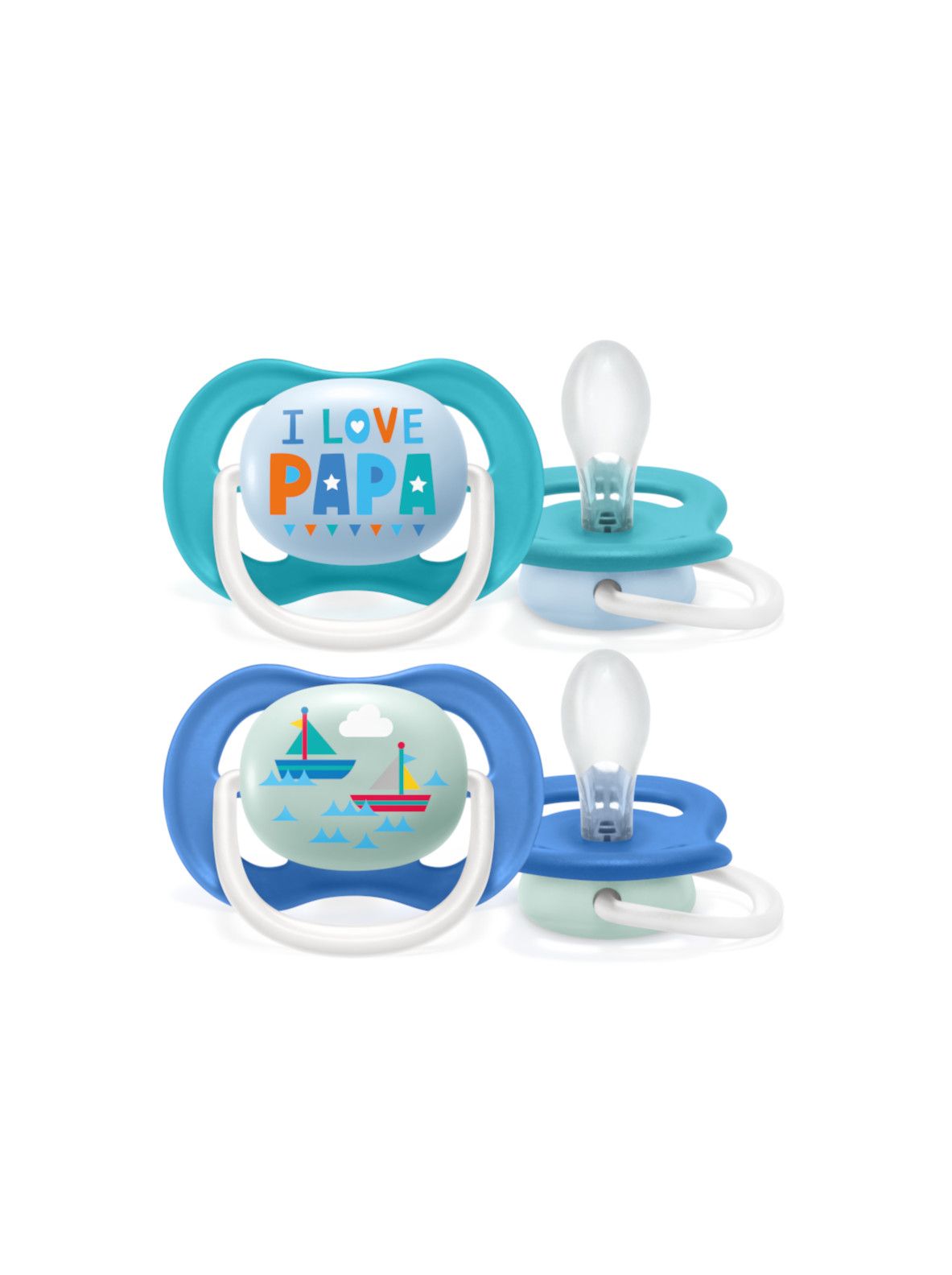 Philips avent - 2 succhietti ultra air collection 6-18m maschio - papa - Avent