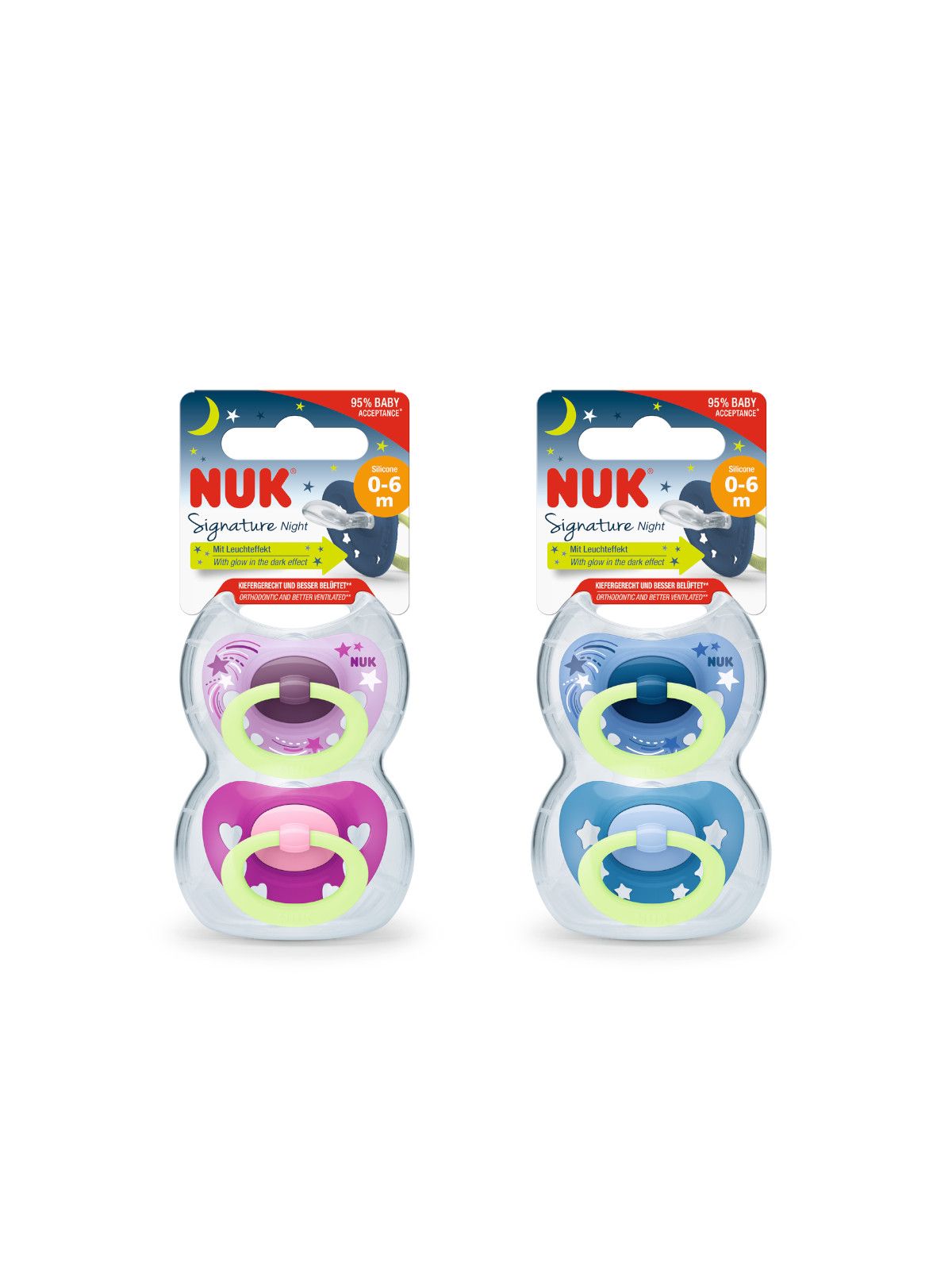 Nuk - succhietto signature night silc 0-6 2pz - Nuk
