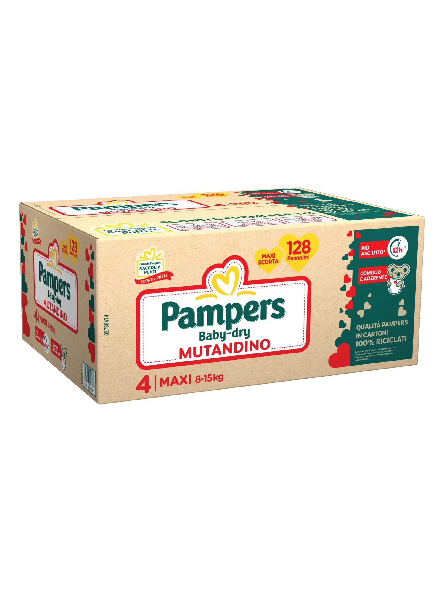Pampers - baby dry mutandino maxi, 128 pannolini, taglia 4 (8-15 kg) - Catalogo Pampers