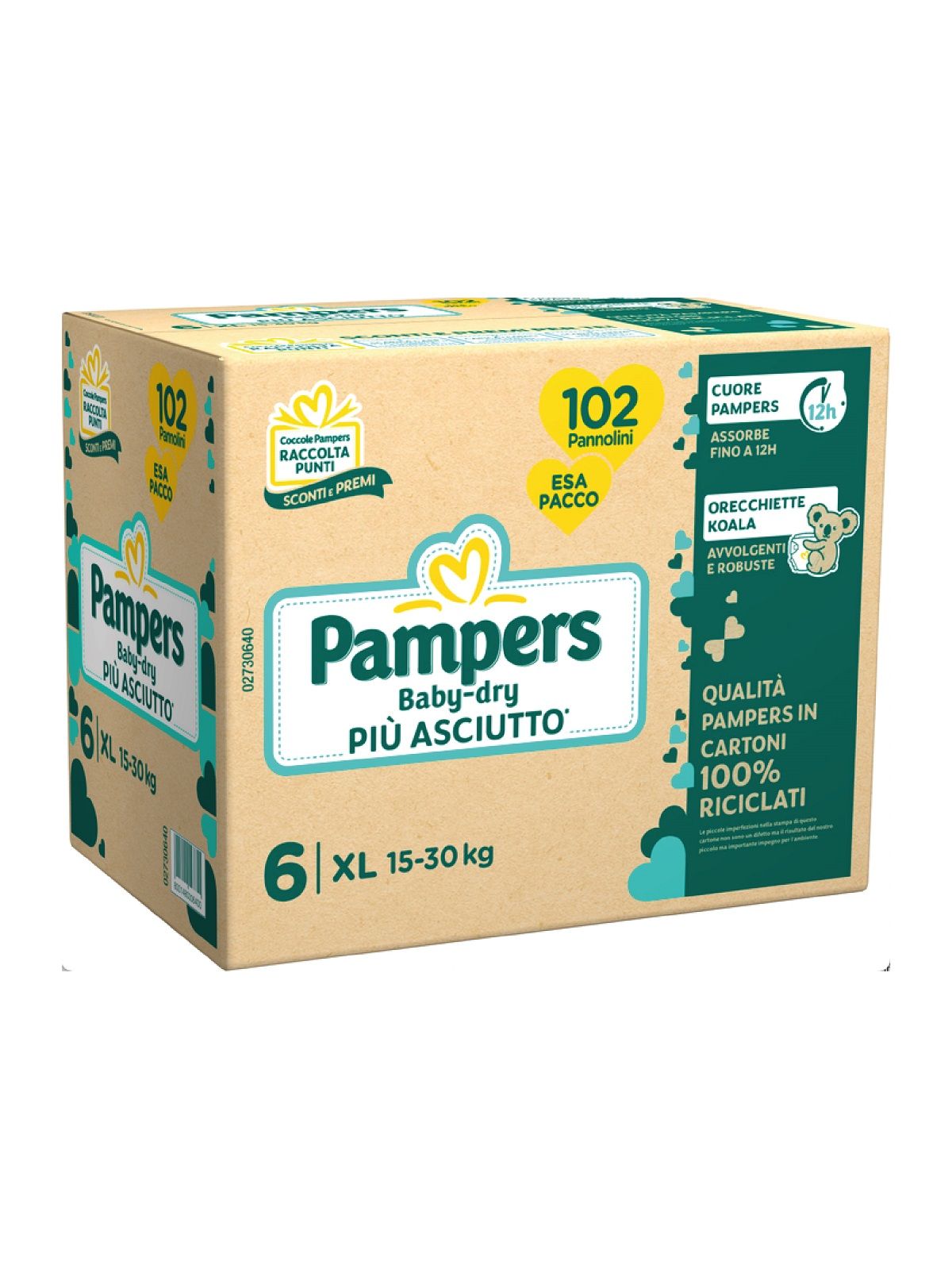 Pampers - baby dry extralarge, 102 pannolini, taglia 6 (15-30 kg) - Catalogo Pampers