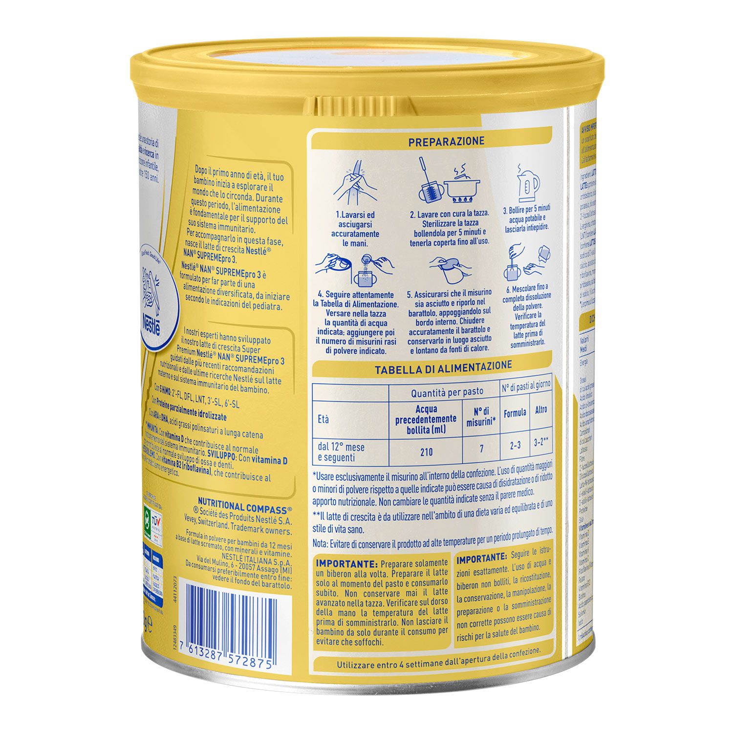 Nestlé nan supremepro 3, da 12 mesi. latte di crescita in polvere, latta da 800g - Nestlé