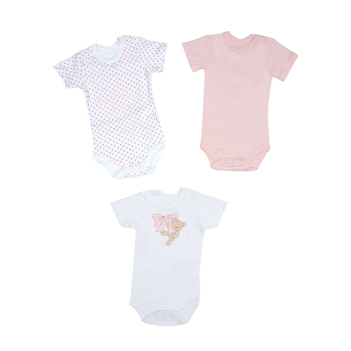 Mawi pack x 3 body manica corta orsetti e pois - Mawi