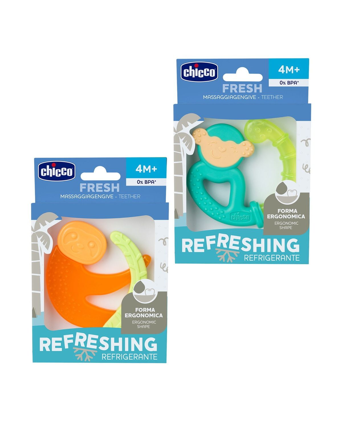 Chicco - massaggiagengive fresh scimmia e bradipo 4m+ - Chicco