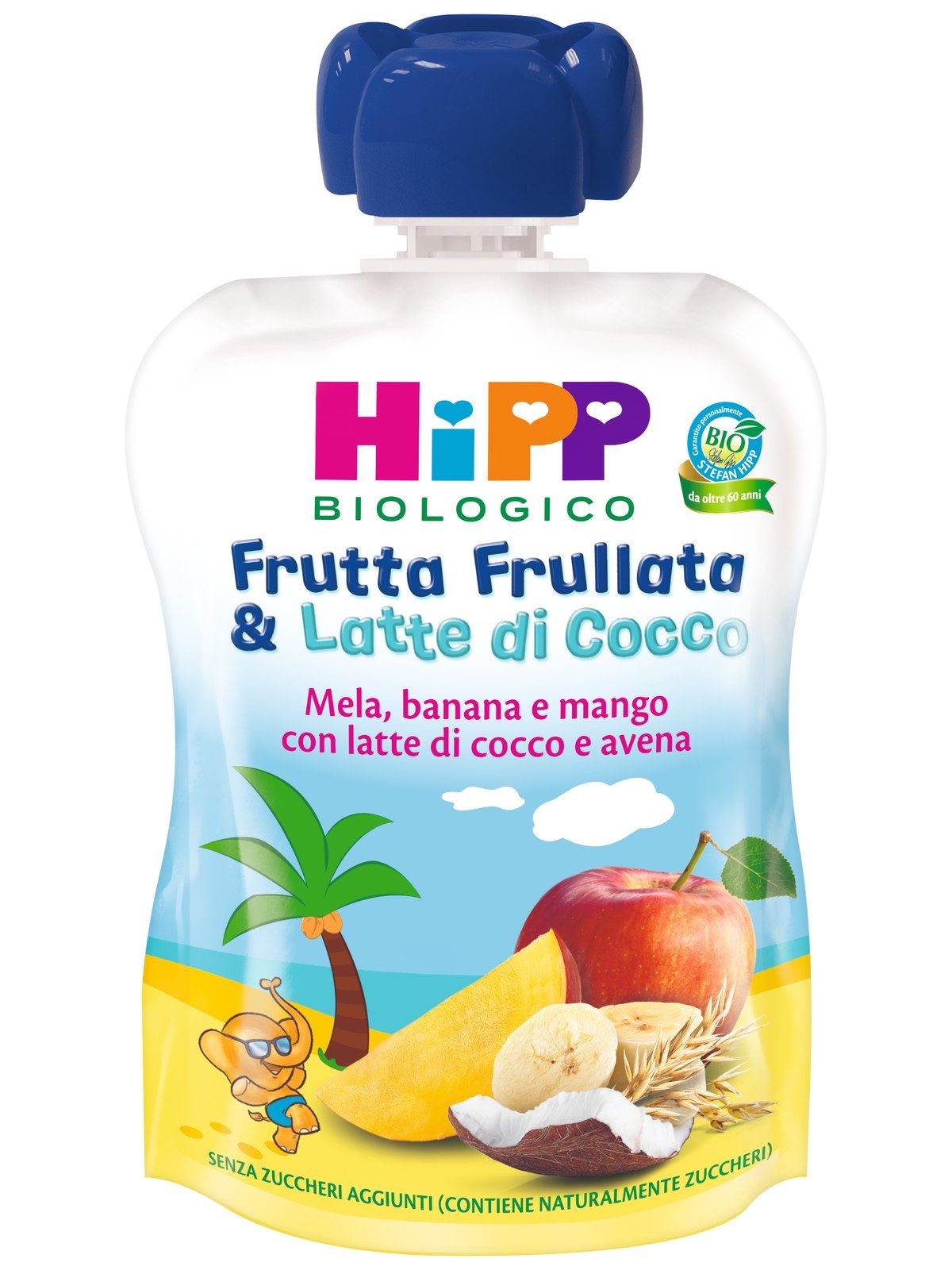 Frutta frullata &amp; latte di cocco - mela,banana e mango con latte di cocco e avena 90g - Hipp