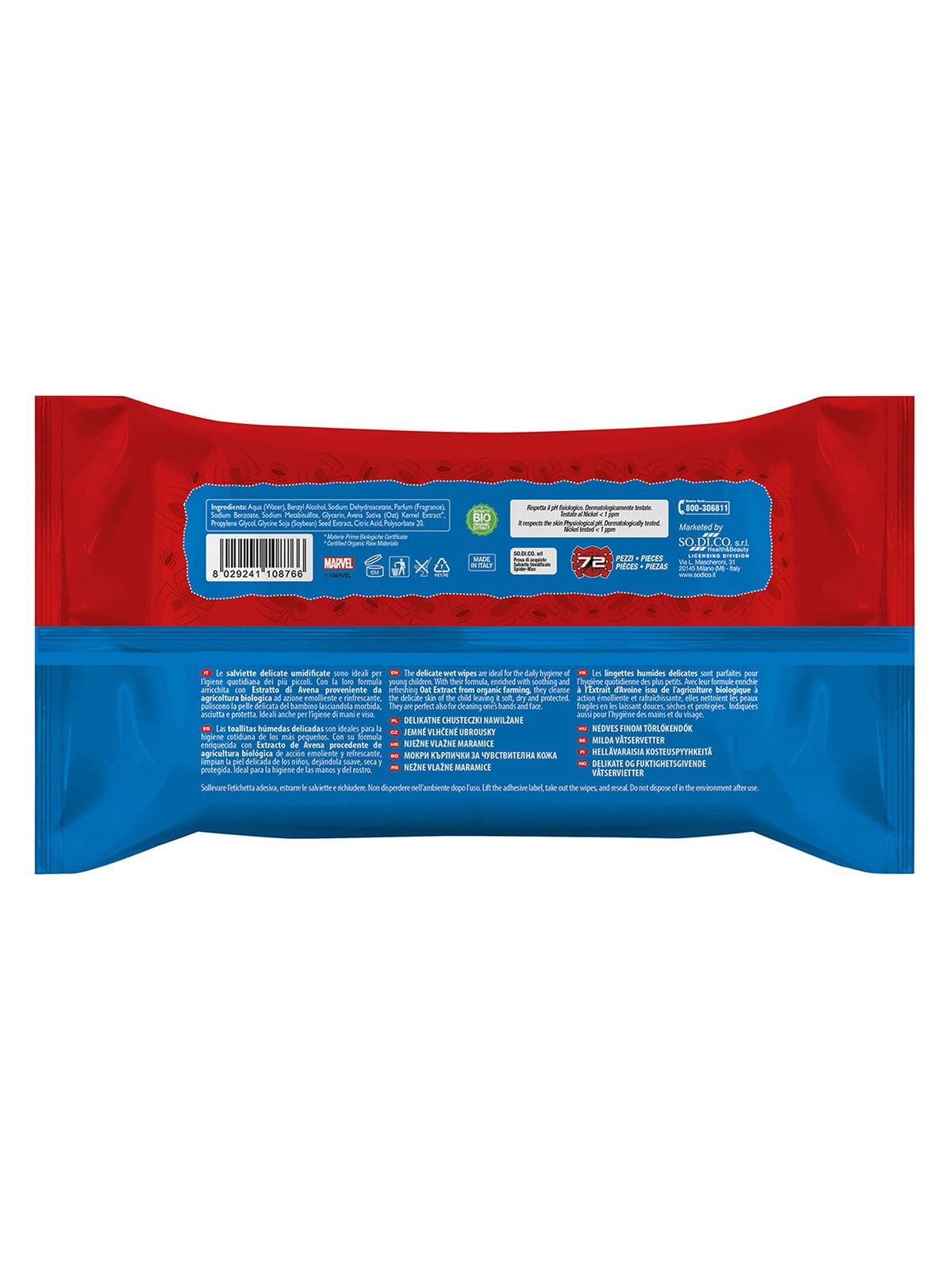 Sodico spiderman salviette umidificate 72pz - Sodico