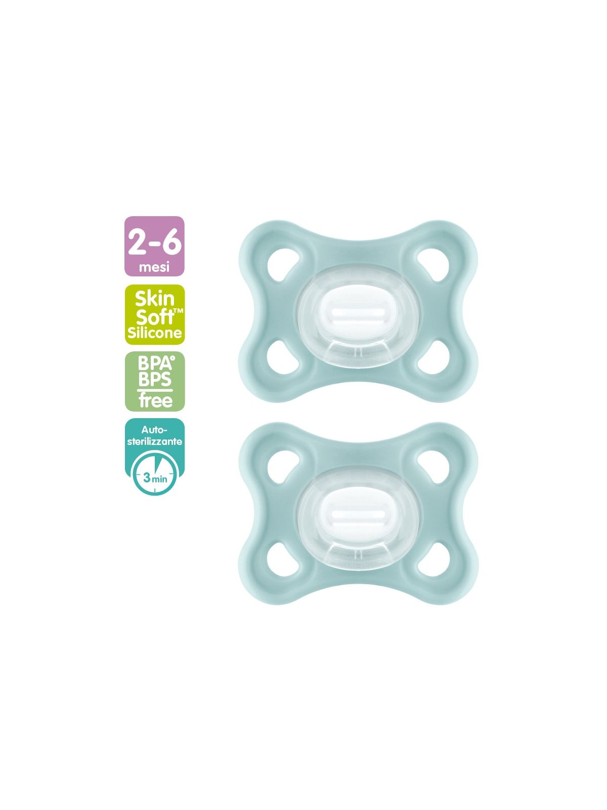 Mam 2 pz succhietti comfort 2-6m silicone, neutro - Mam