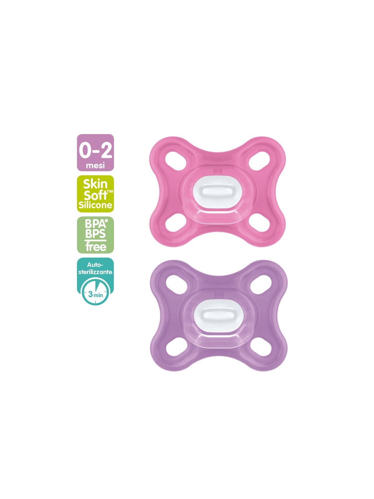 Mam 2 pz succhietti comfort 0-2m silicone, femmina - Mam