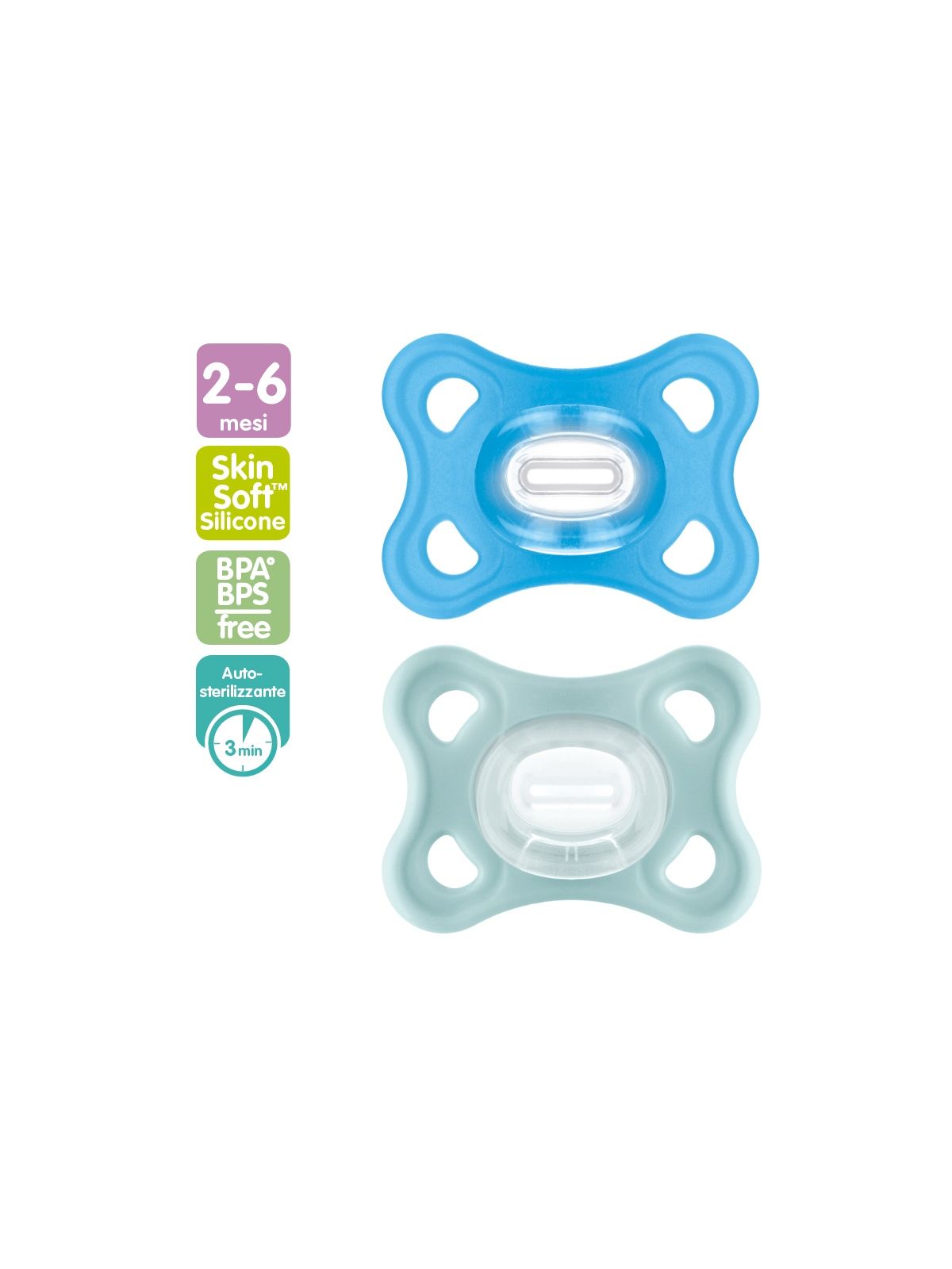 Mam 2 pz succhietti comfort 2-6m silicone, maschio - Mam