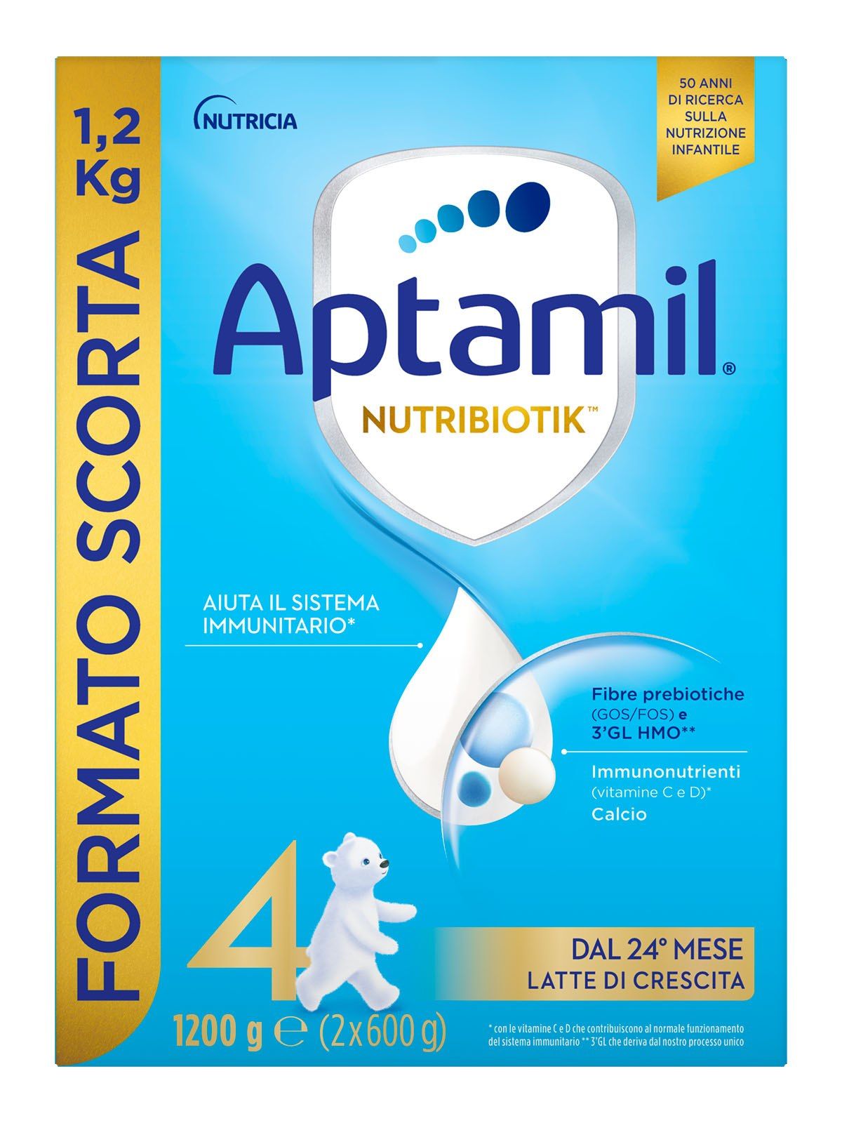 Aptamil - 4 latte di crescita nutrobiotik 1.200gr (2 buste x 600gr) - Aptamil
