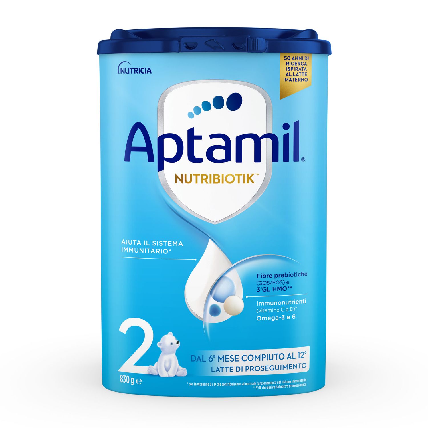 Aptamil nutribiotik 2 - latte di proseguimento in polvere indicato dal 6° mese compiuto al 12° - 830g - Aptamil