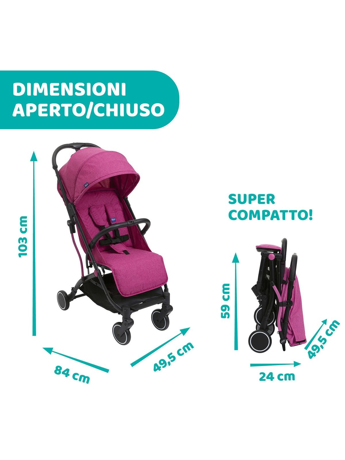 Passeggino trolley me aurora pink - Chicco