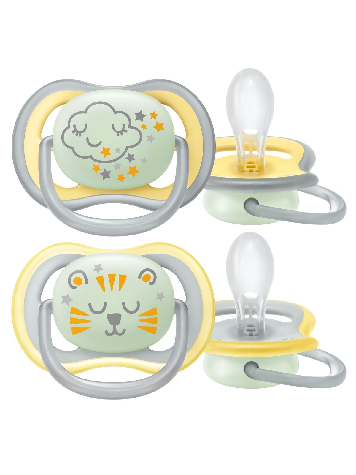 Avent -  2 succhietti ultra air night 18m+ no deco neutro - Avent