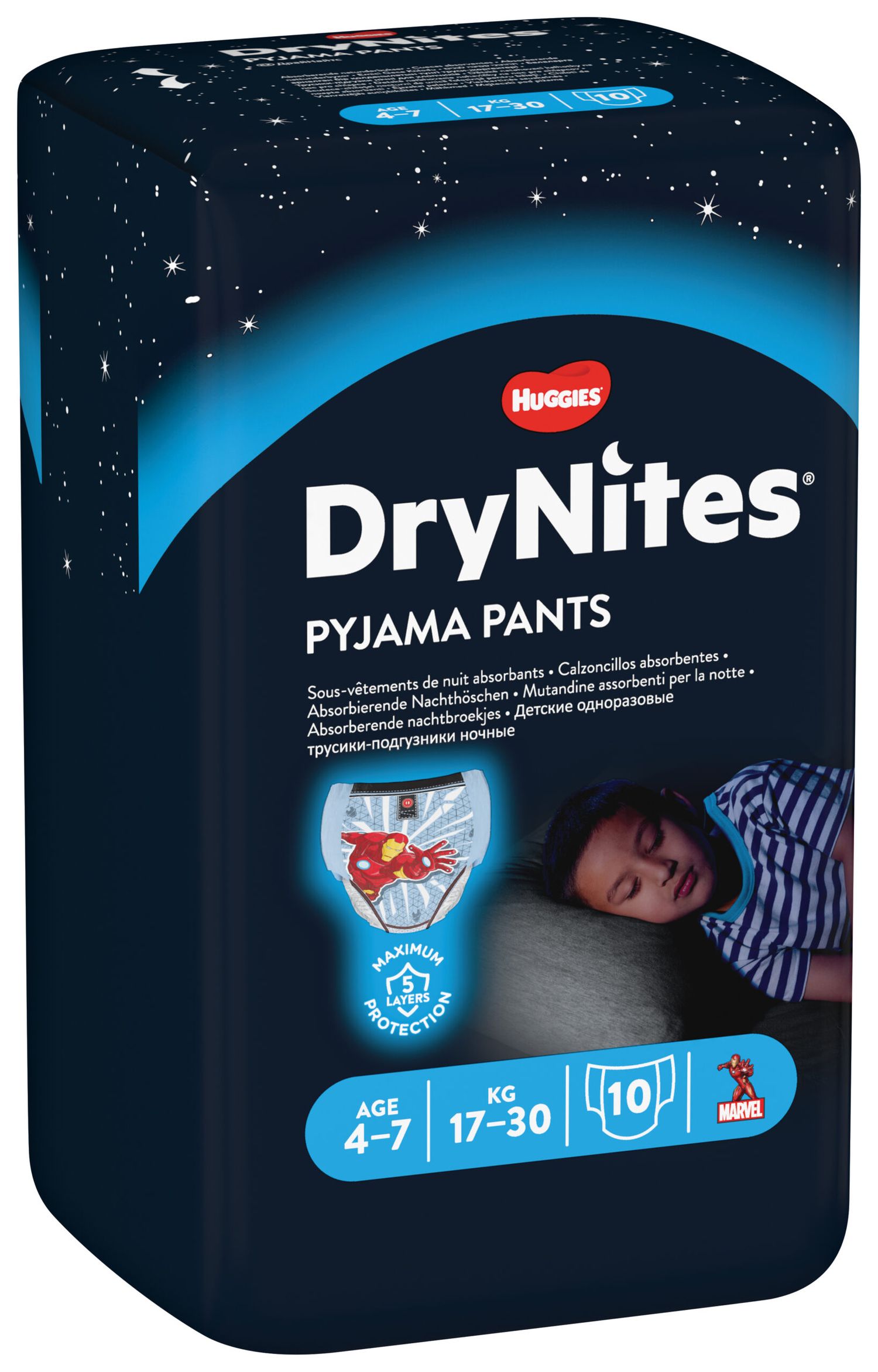 Huggies - drynites pacco singolo boy 4-7 anni (17-30 kg) tg.m - pz.10 - Huggies