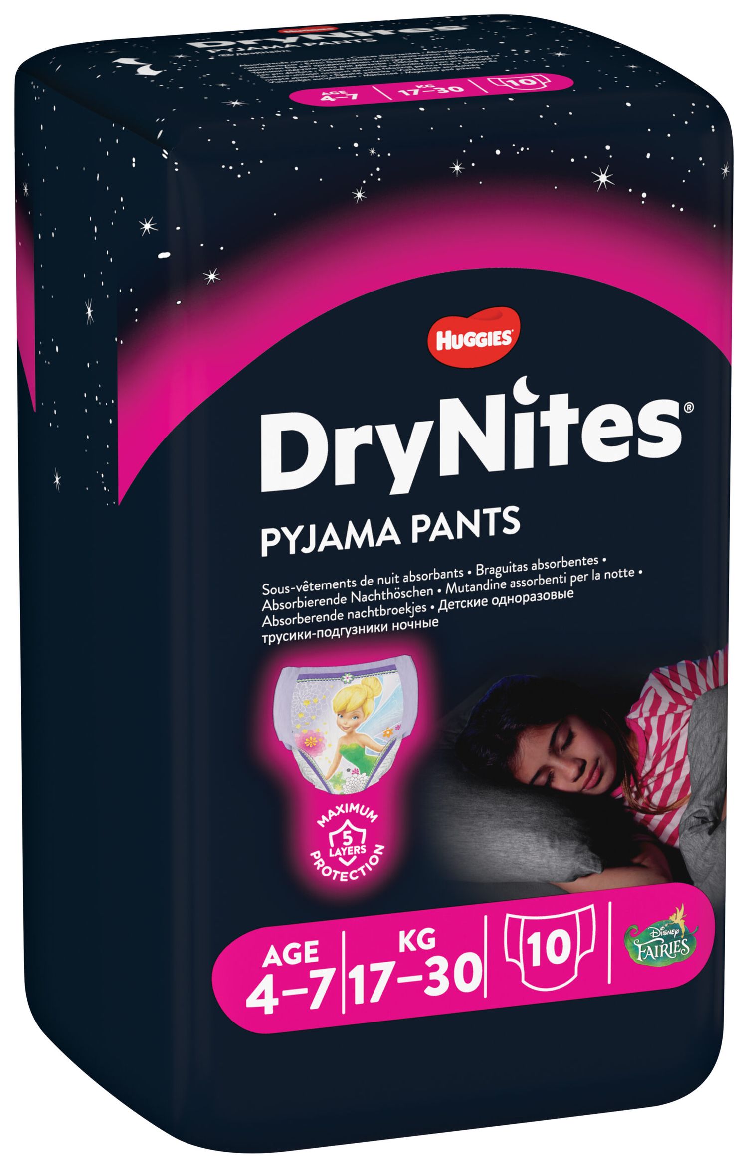 Huggies - drynites pacco singolo girl 4-7 anni (17-30 kg) tg.m - pz.10 - Huggies