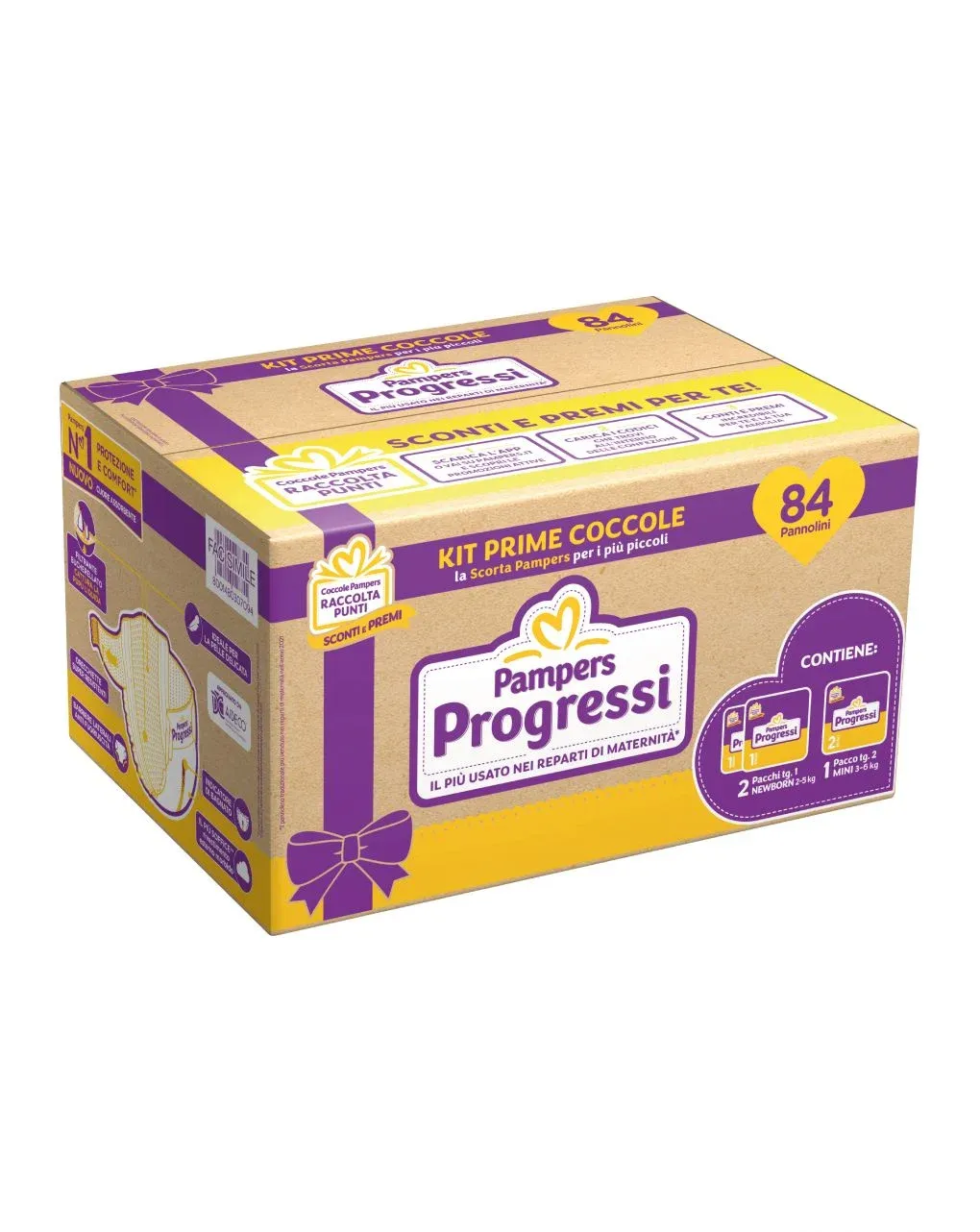 Pampers (kit primi mesi) - progressi scorta primi mesi x84 (28+28 newborn + 28 mini) - Catalogo Pampers