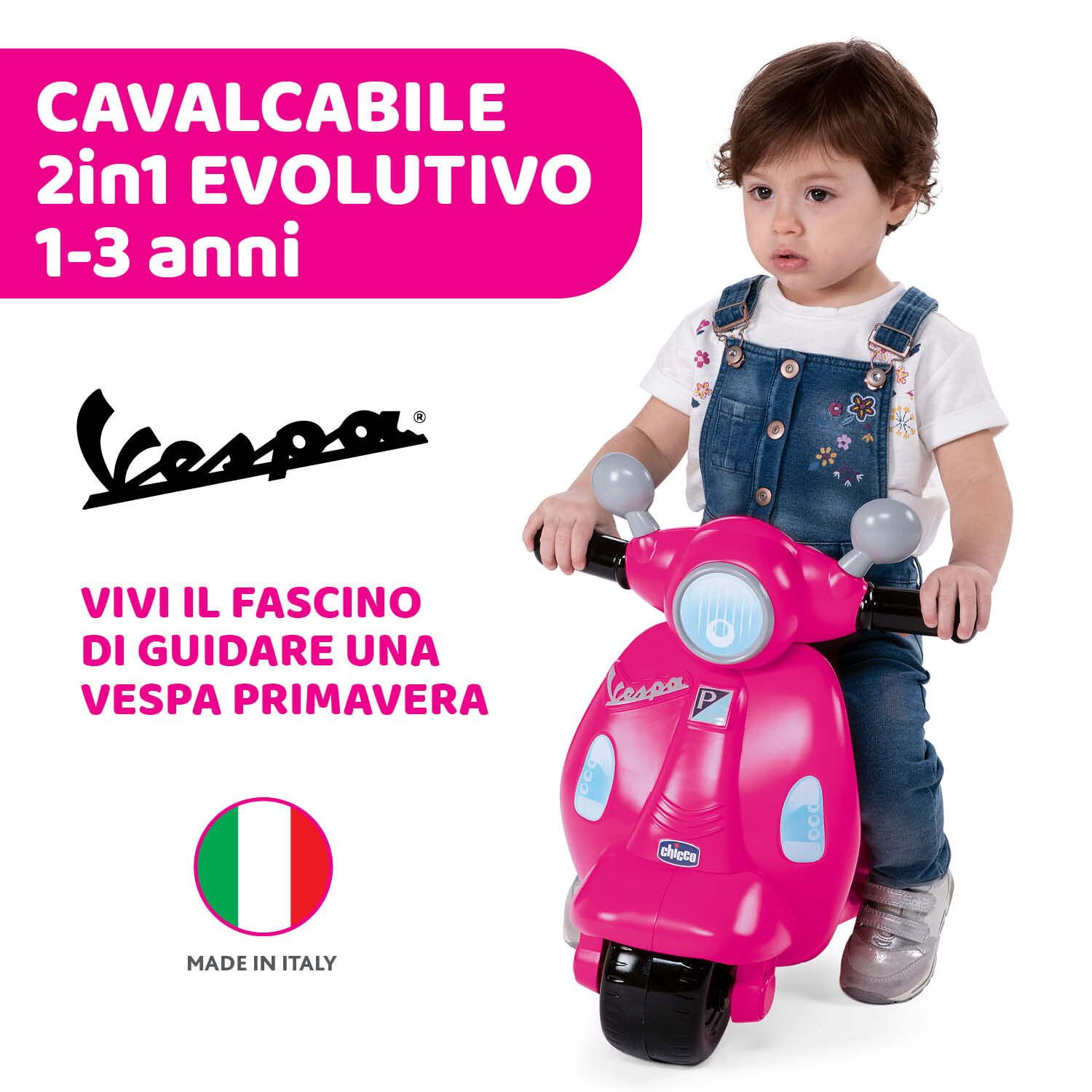 Cavalcabile vespa primavera rosa - avventura rosa su ruote - Chicco