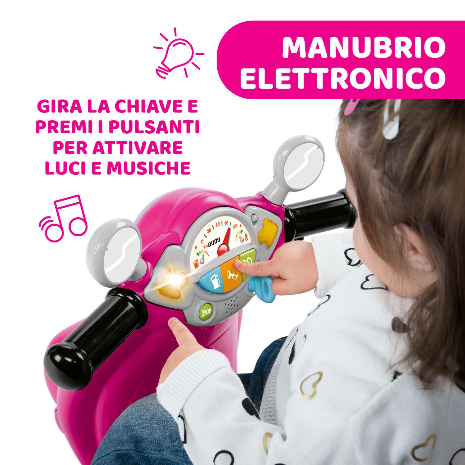 Cavalcabile vespa primavera rosa - avventura rosa su ruote - Chicco