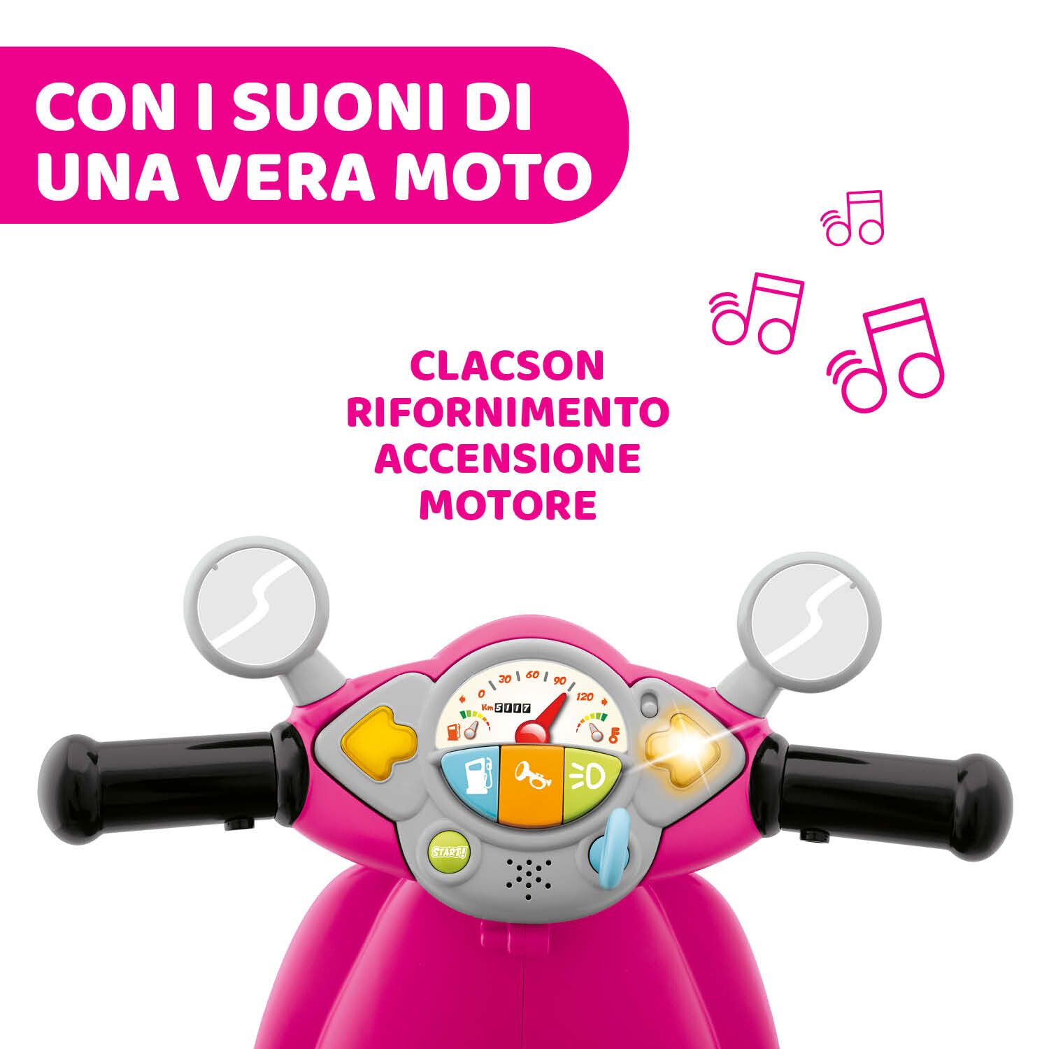 Cavalcabile vespa primavera rosa - avventura rosa su ruote - Chicco