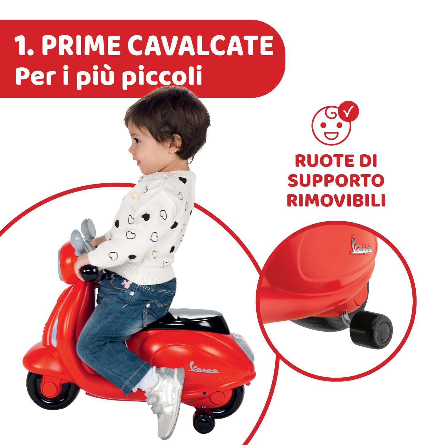 Cavalcabile vespa primavera rossa - divertimento in movimento - Chicco