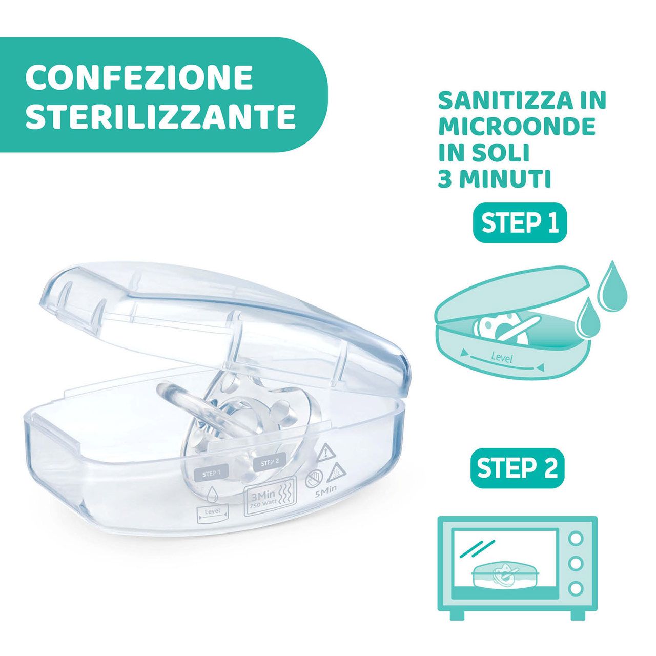 Chicco gommotto silicone luxe 16-36m 2pz arancio/trasparente - Chicco