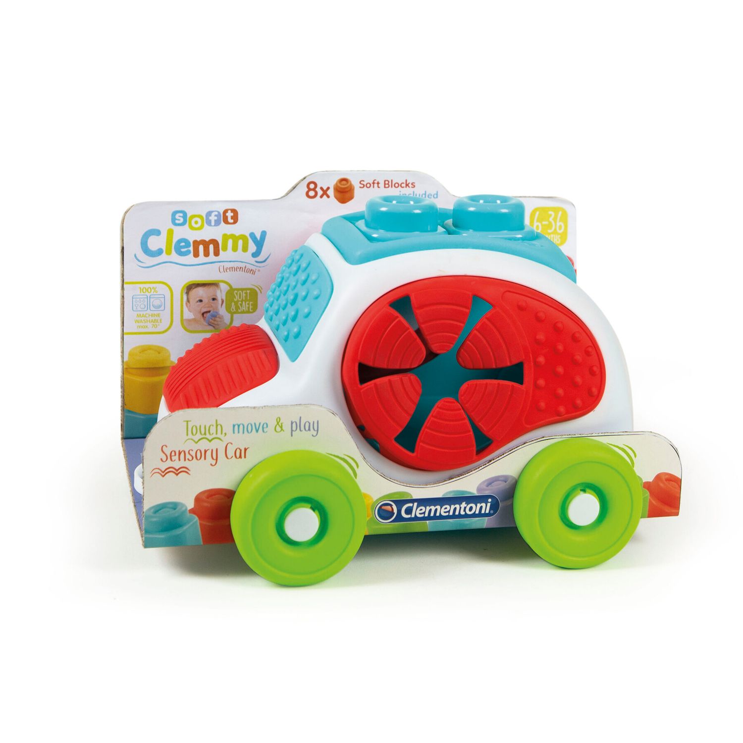 Clementoni - soft clemmy - touch, move & play sensory car - gioco morbido - Baby Clementoni