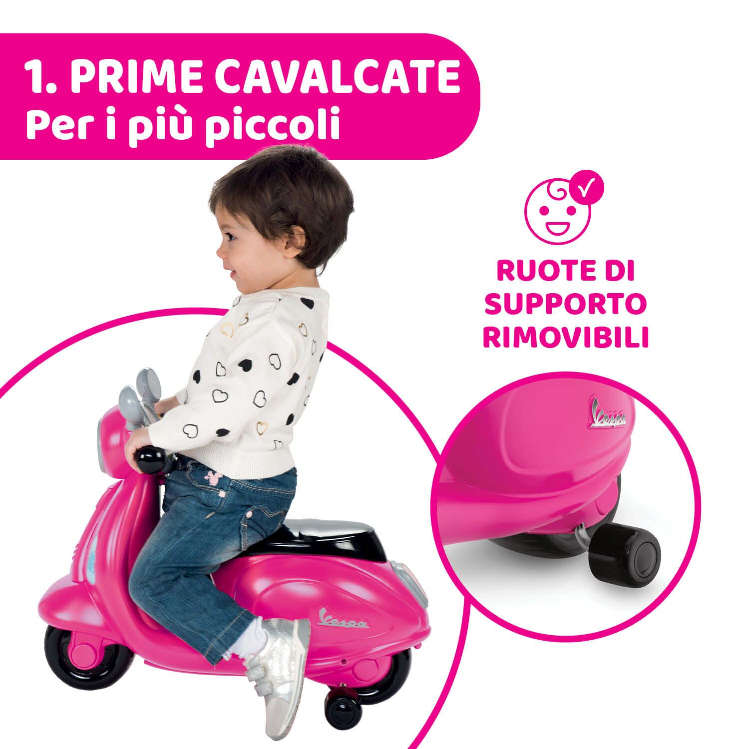 Cavalcabile vespa primavera rosa - avventura rosa su ruote - Chicco