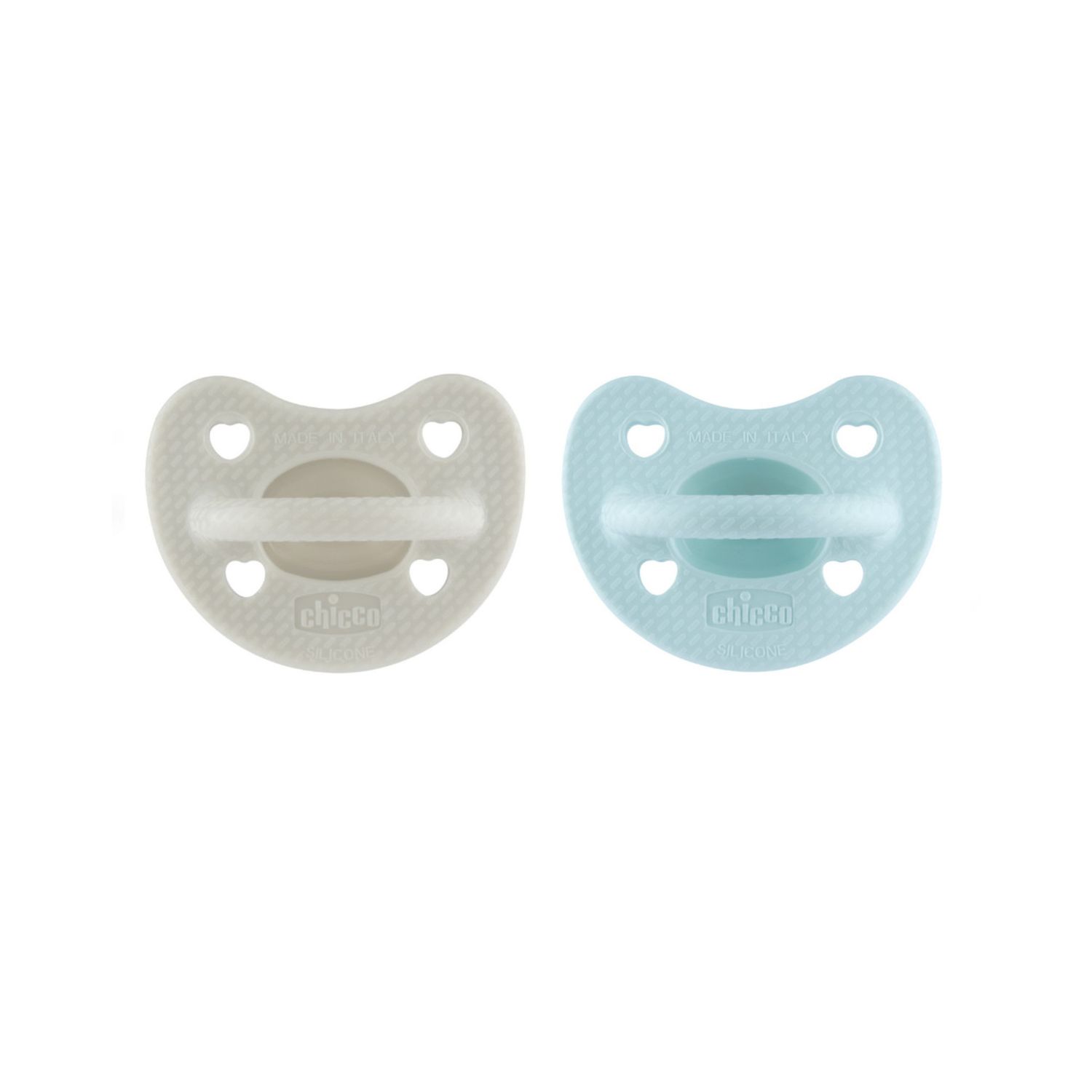 Gommotto silicone luxe 6-16m 2pz azzurro/grigio - chicco - Chicco