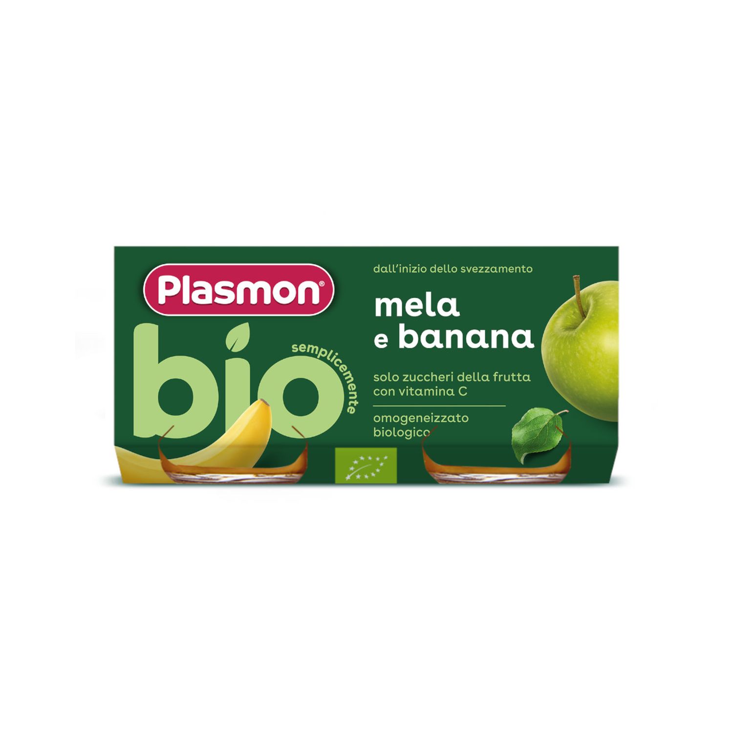 Omogeneizzato di banana e mela bio - 2 x 80 gr - plasmon - Plasmon