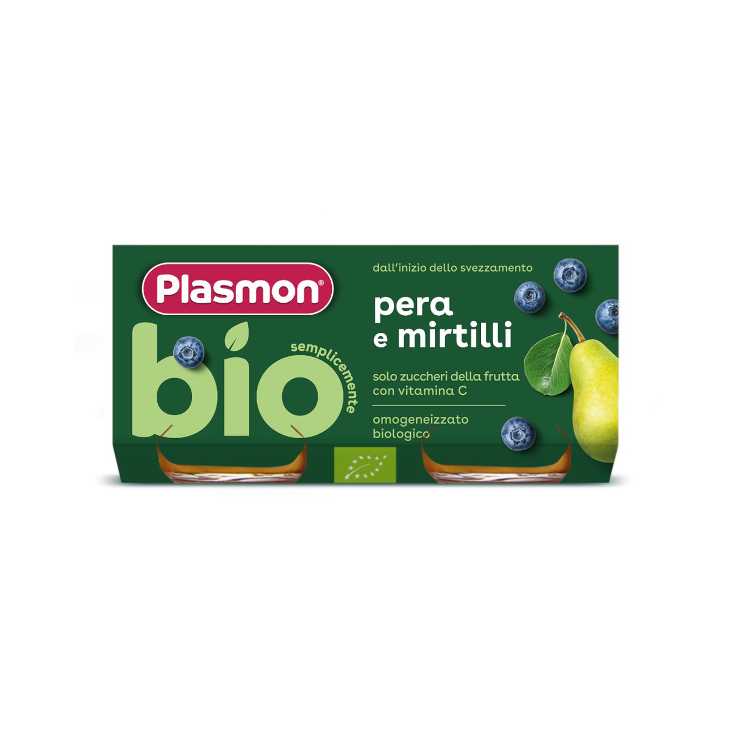 Omogeneizzato di pera e mirtilli bio - 2 x 80 gr - plasmon - Plasmon