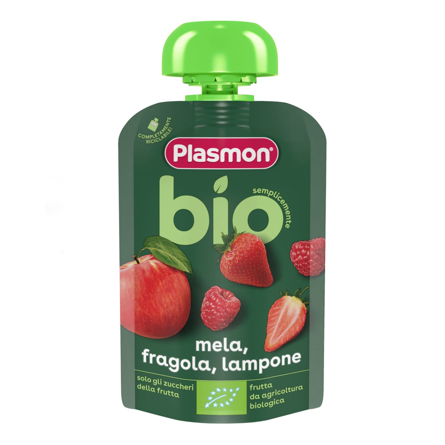 Pouch mela fragola e lampone bio 100gr - plasmon - Plasmon