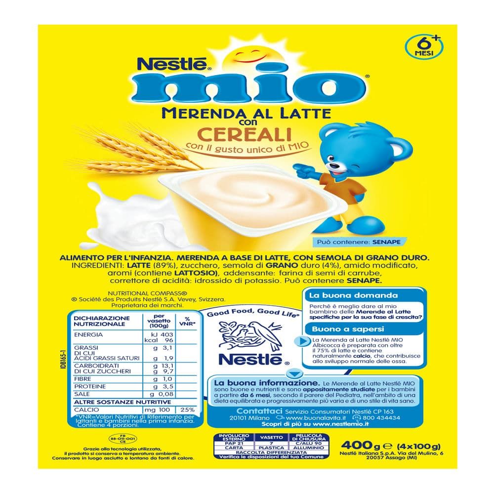 Nestlé mio merenda al latte cereali da 6 mesi, 4 vasetti da 100g - Nestlé