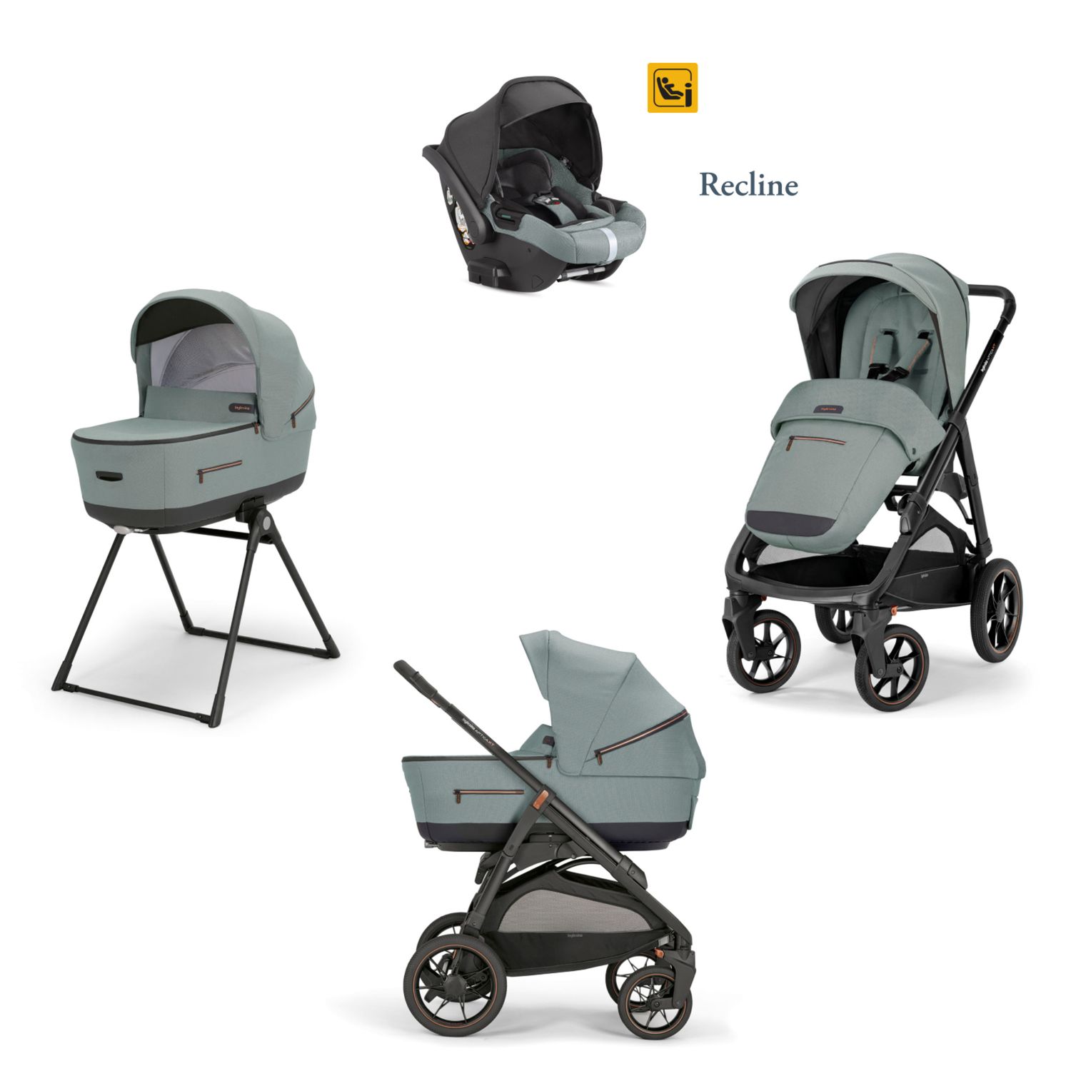 Aptica xt system quattro darwin recline colore igloo grey telaio nero - inglesina - Inglesina